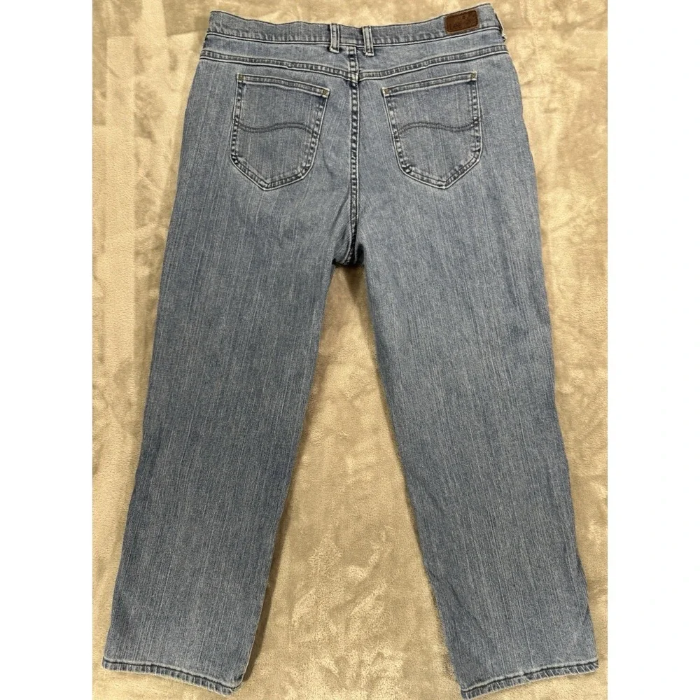 Lee Womens Jeans 16 Short Relaxed Straight Leg High‎ Rise Stretch Light Wash
